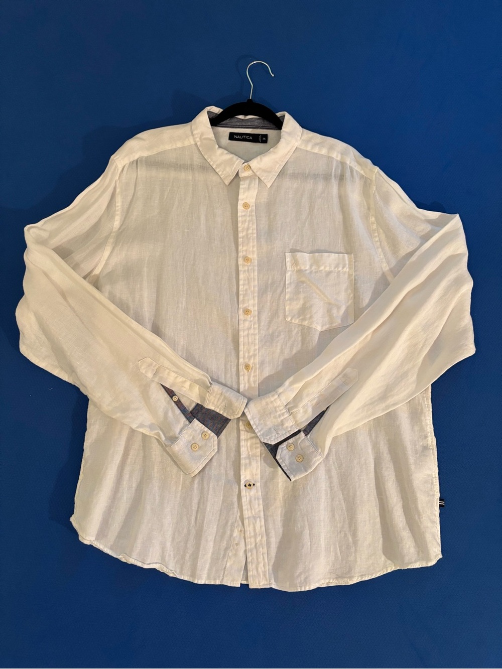 NWOT Nautica 100% Linen White Button-Down with Contrast Trim - Retail $89 - XXL